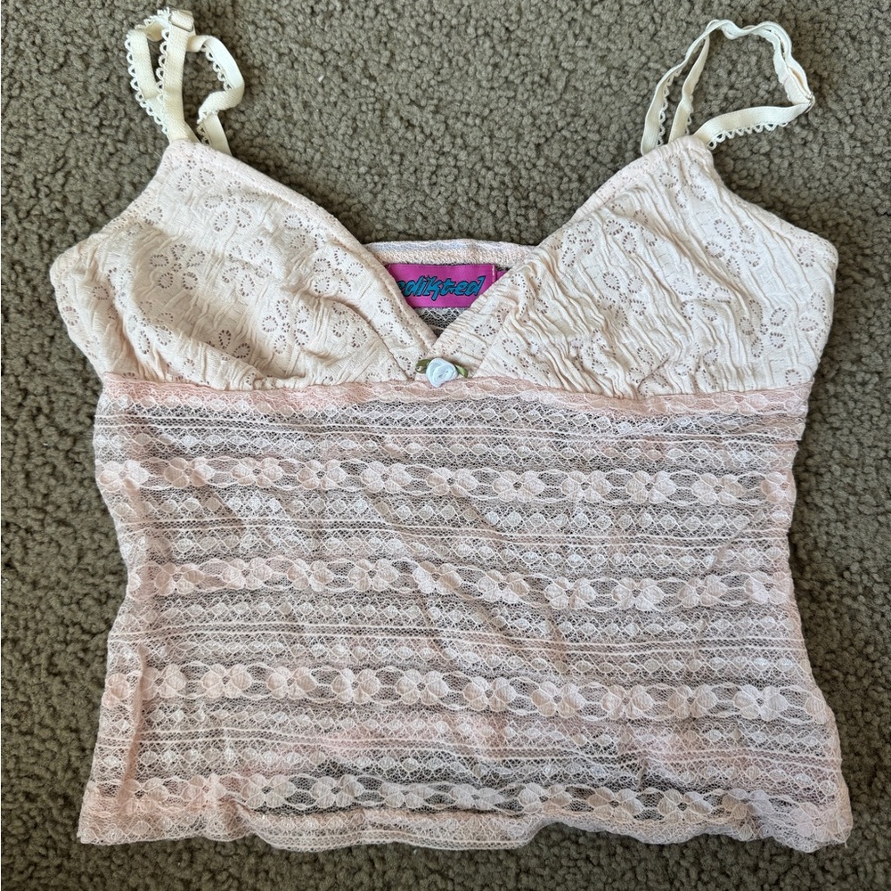 Edikted Pink Lace Tank Top